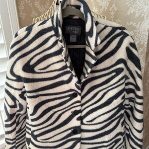 Lafayette 148 New York Black and White Zebra Print Women's wool jacket